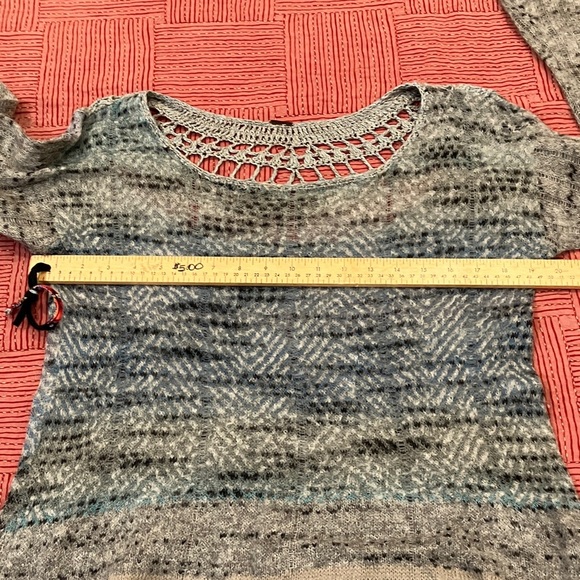 Free People mohair blend crochet Gray / Blue Knit Sweater - Picture 5 of 16